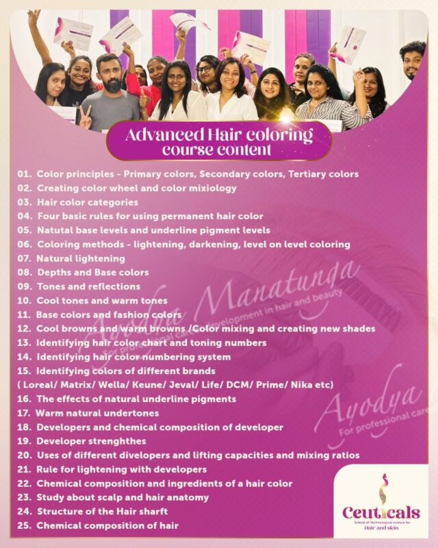 Hair coloring course in Colombo. Course content 1.